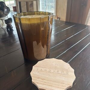 Amber Glass Candle with Wooden Lid